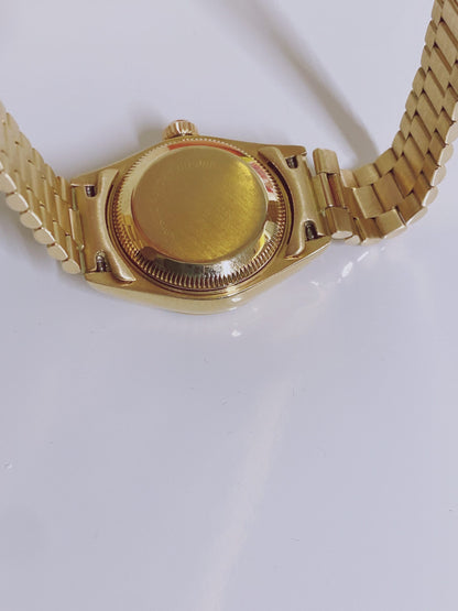 DATEJUST GREEN DIAMOND DIAL 18K YELLOW GOLD FLUTED BEZEL 26MM PRESIDENT WATCH
