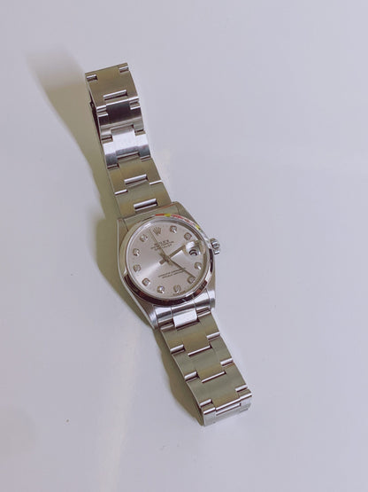 DATEJUST SILVER DIAMOND DIAL STEEL 30MM WATCH