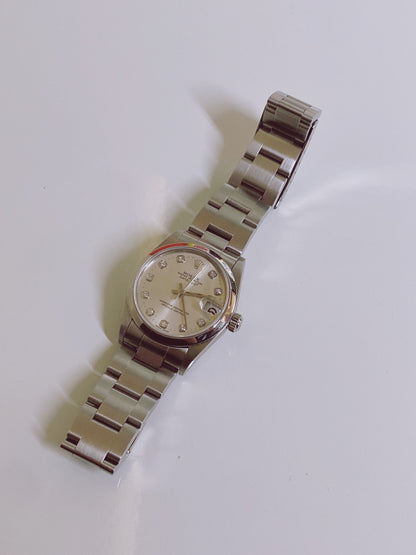DATEJUST SILVER DIAMOND DIAL STEEL 30MM WATCH