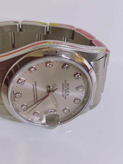 DATEJUST SILVER DIAMOND DIAL STEEL 30MM WATCH