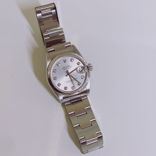 DATEJUST SILVER DIAMOND DIAL STEEL 30MM WATCH