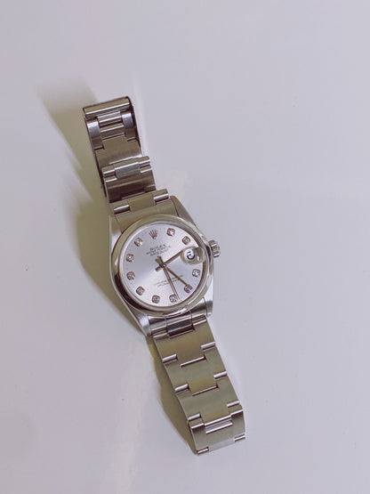 DATEJUST SILVER DIAMOND DIAL STEEL 30MM WATCH