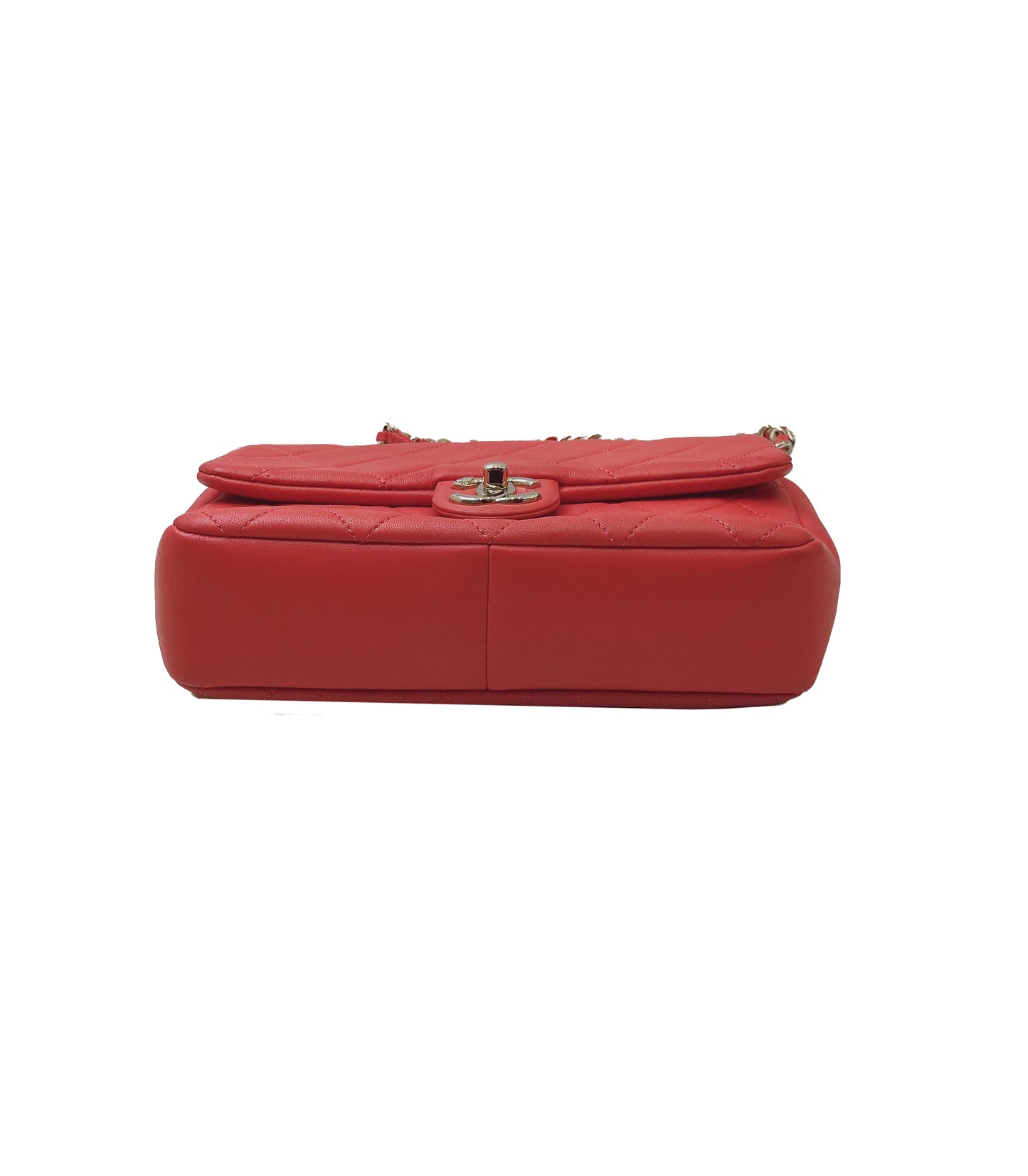 RED SMALL LAMBSKIN ELEGANT CHAIN SINGLE FLAP BAG