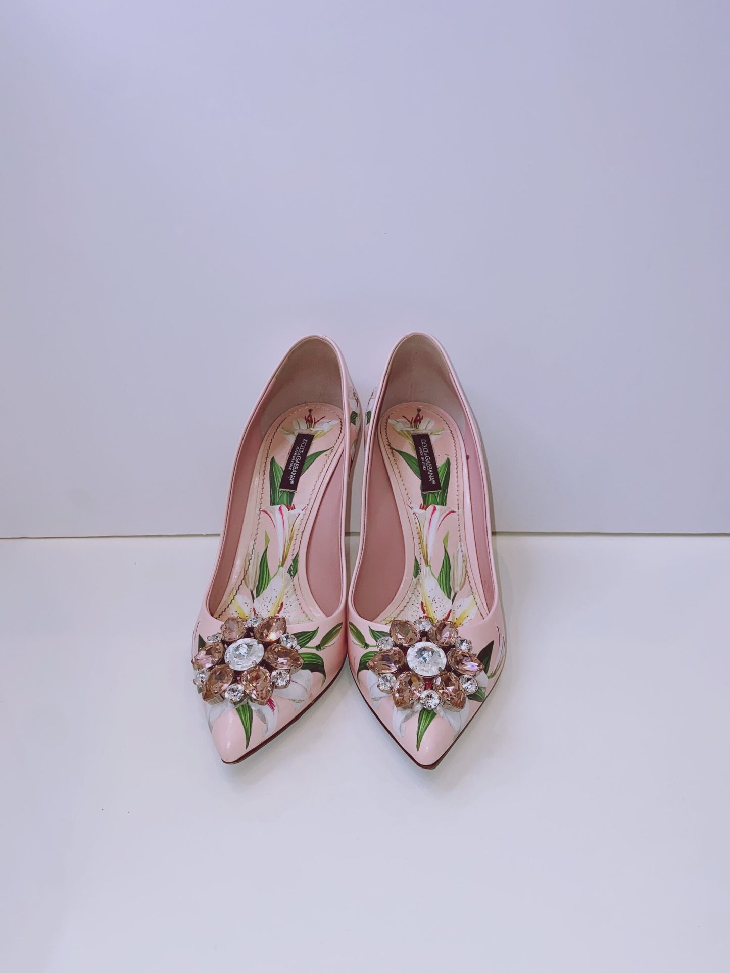 PINK FLORAL CRYSTAL BELLUCI PUMPS 38.5
