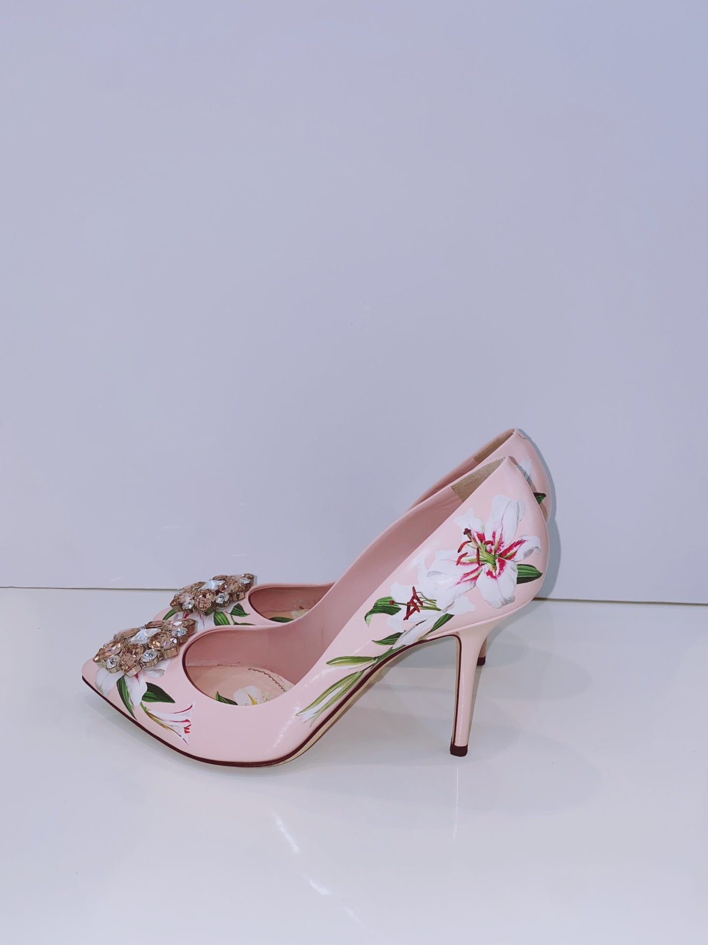 PINK FLORAL CRYSTAL BELLUCI PUMPS 38.5