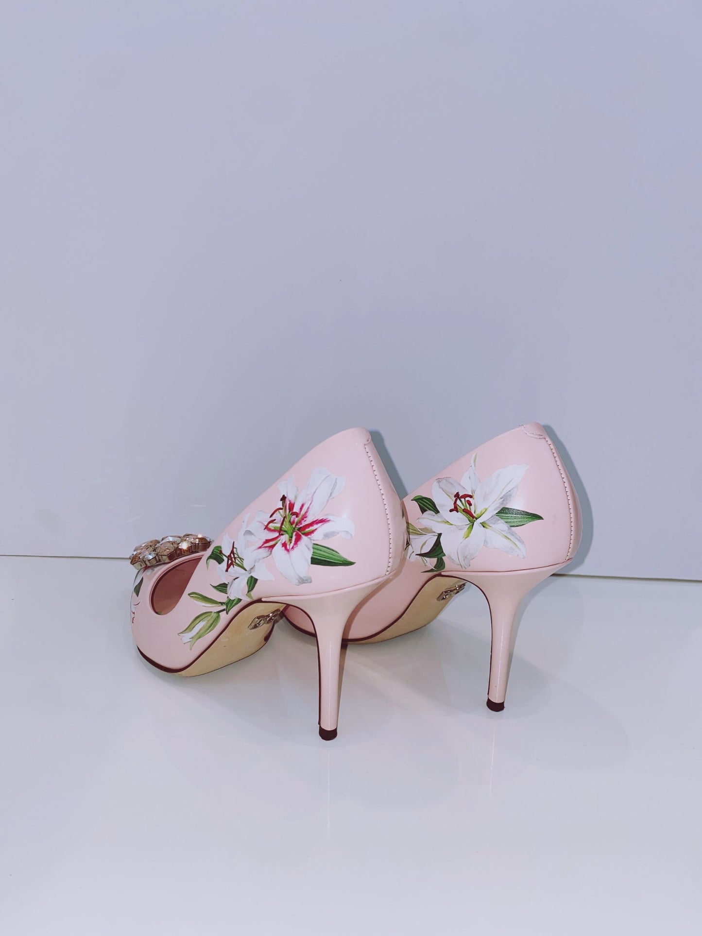 PINK FLORAL CRYSTAL BELLUCI PUMPS 38.5