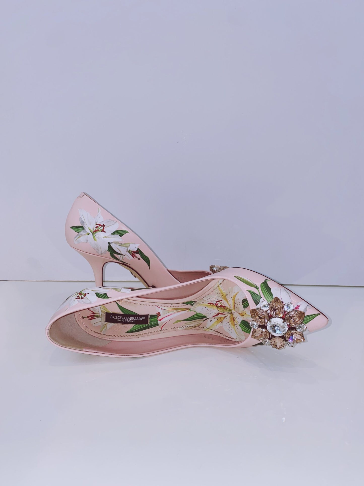 PINK FLORAL CRYSTAL BELLUCI PUMPS 38.5