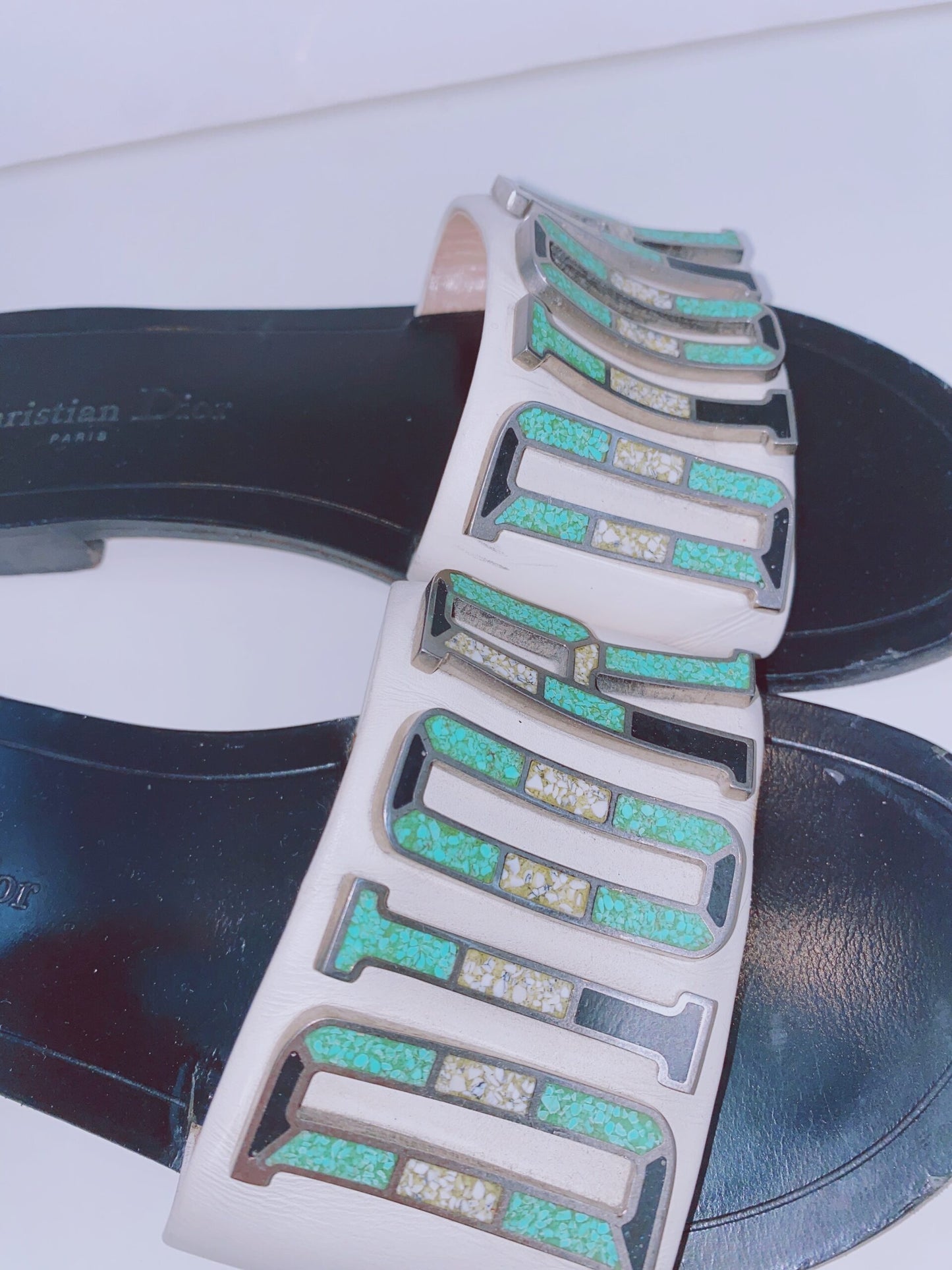 CALFSKIN DIOR EVOLUTION SLIDE SANDALS 38