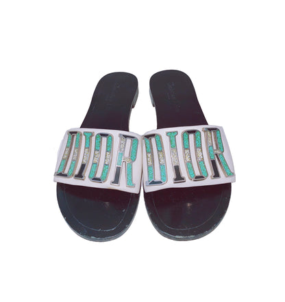 CALFSKIN DIOR EVOLUTION SLIDE SANDALS 38