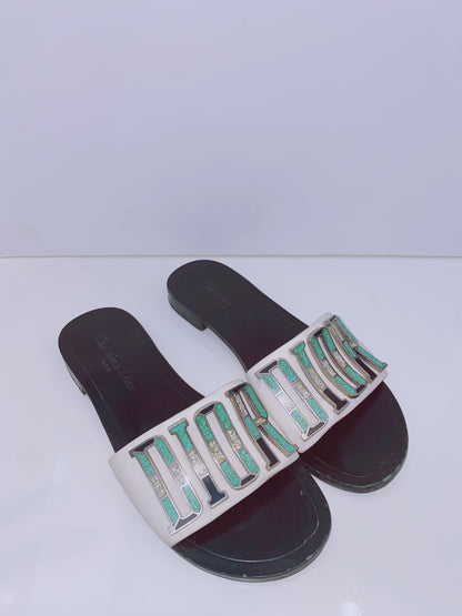 CALFSKIN DIOR EVOLUTION SLIDE SANDALS 38