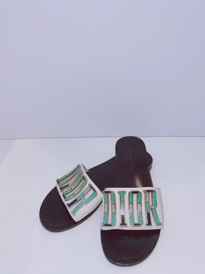 CALFSKIN DIOR EVOLUTION SLIDE SANDALS 38