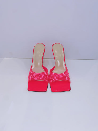 PINK CRYSTAL EMBELLISHED MULES 38