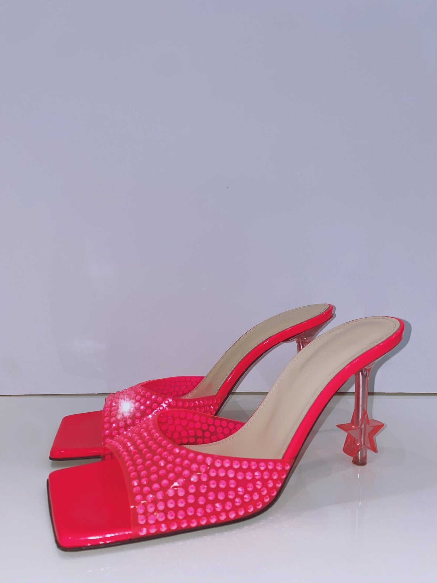 PINK CRYSTAL EMBELLISHED MULES 38