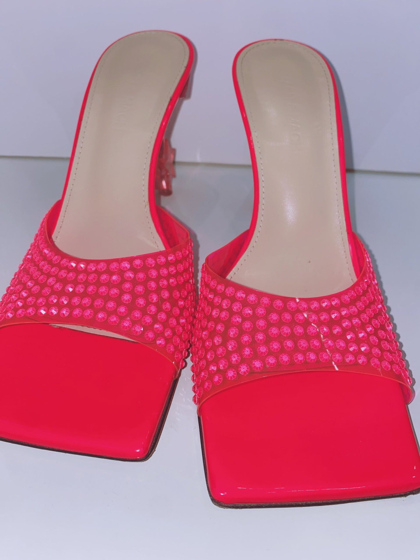 PINK CRYSTAL EMBELLISHED MULES 38
