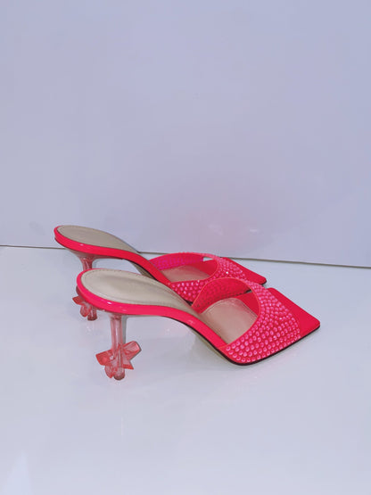 PINK CRYSTAL EMBELLISHED MULES 38
