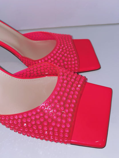 PINK CRYSTAL EMBELLISHED MULES 38