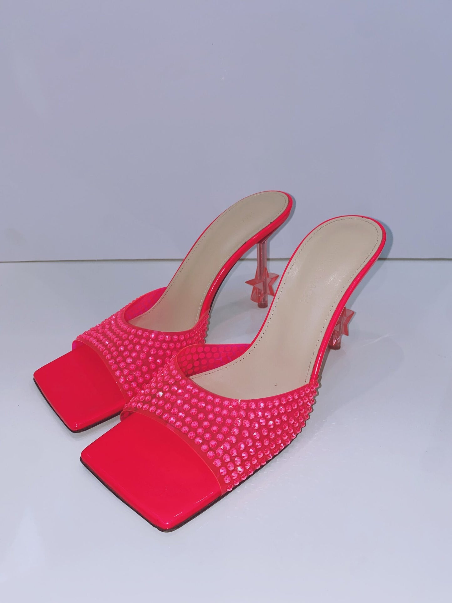 PINK CRYSTAL EMBELLISHED MULES 38