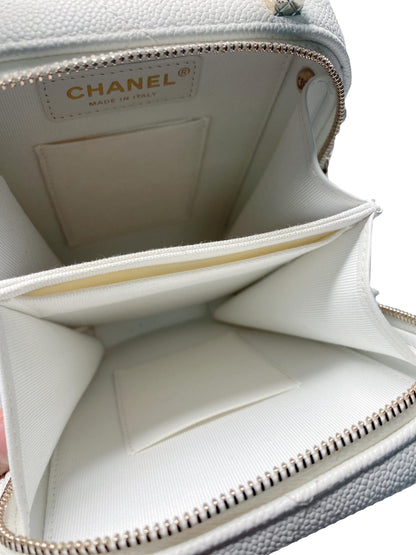 WHITE CAVIAR CC ZIP AROUND TOP HANDLE VERTICAL VANITY CASE