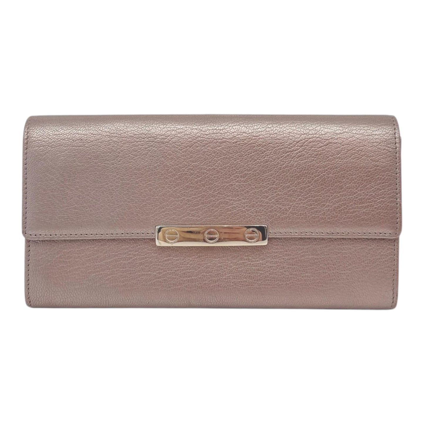 METALLIC PEACH LEATHER CONTINENTAL WALLET