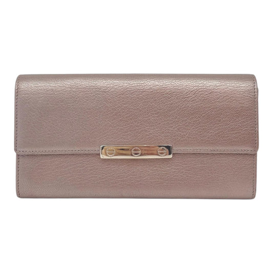 METALLIC PEACH LEATHER CONTINENTAL WALLET