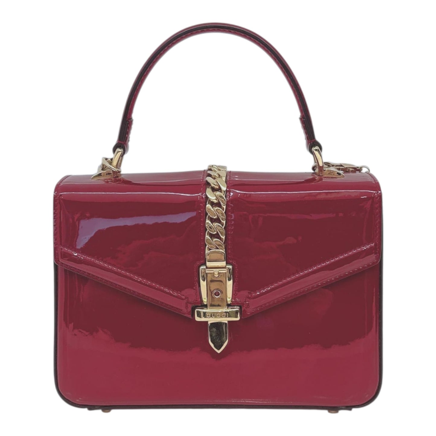 SYLVIE 1969 RED PATENT LEATHER TOP HANDLE BAG