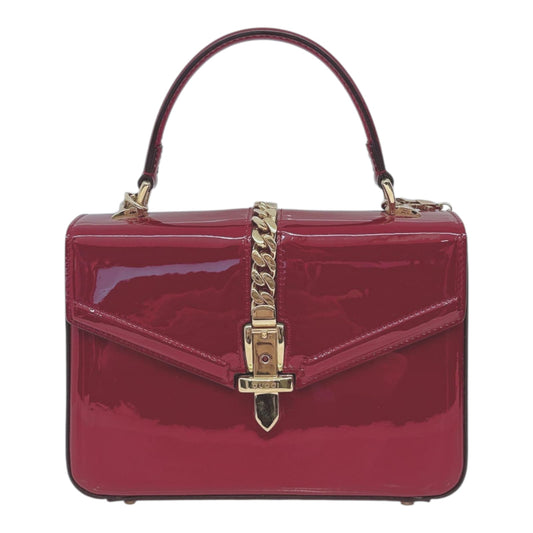 SYLVIE 1969 RED PATENT LEATHER TOP HANDLE BAG