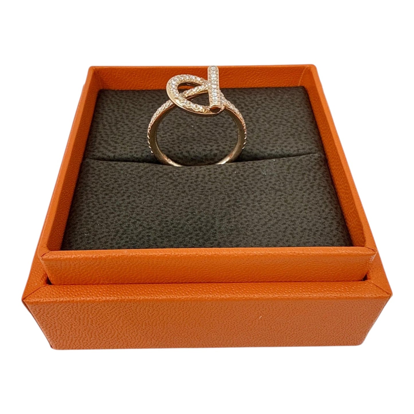 ROSE GOLD FULL DIAMONDS EXCHAPPEE HERMES RING, SMALL MODEL 54