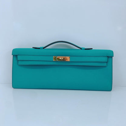 KELLY CUT VERT VERONE SWIFT LEATHER GOLD HARDWARE