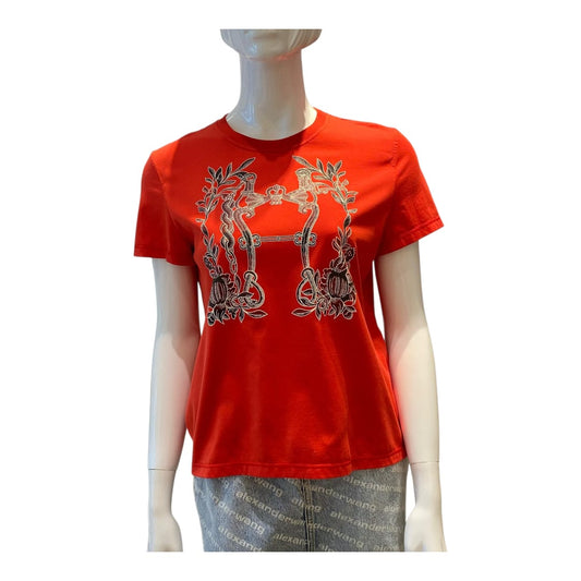 RED COTTON DELLA CAVALLERIA PRINT T-SHIRT 42