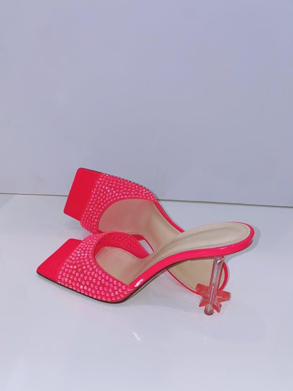 PINK CRYSTAL EMBELLISHED MULES 38