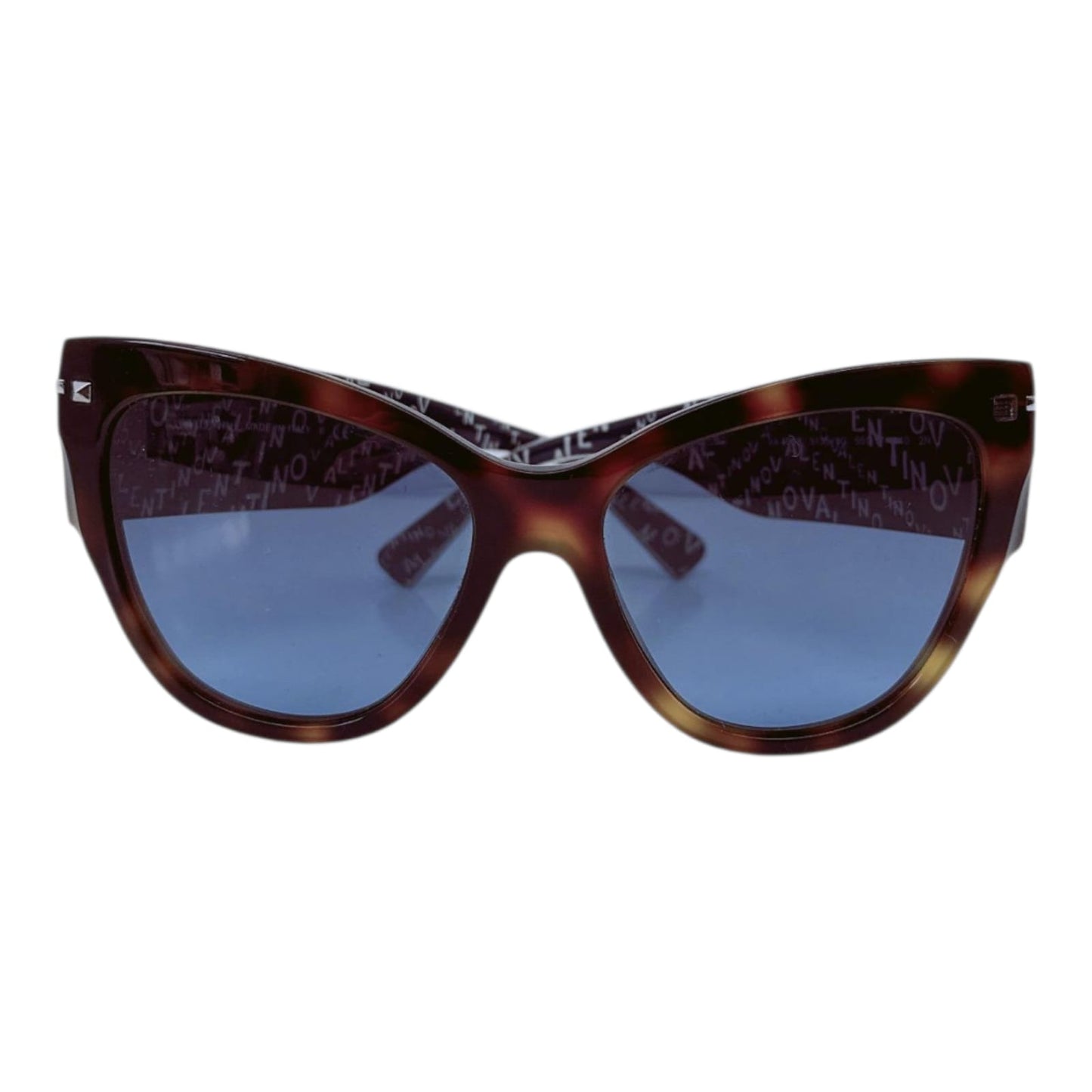 HAVANA BLUE CAT-EYE SUNGLASSES