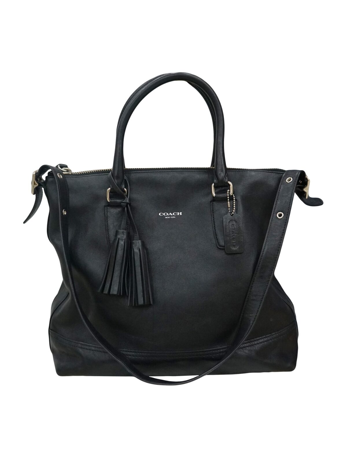 BLACK LEATHER LEGACY SATCHEL BAG