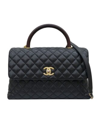 BLACK CAVIAR COCO TOP HANDLE BAG