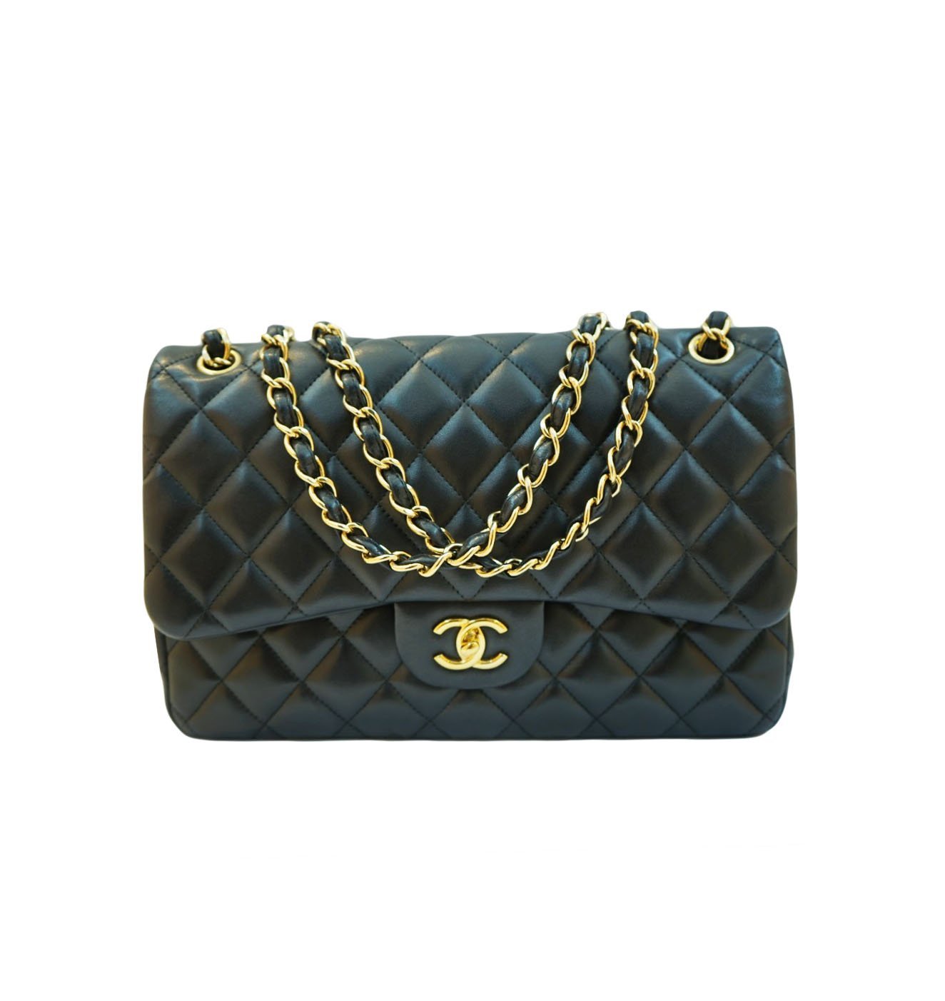 CHANEL BLACK LAMBSKIN CHEVRON LEATHER MEDIUM TRENDY CC TOP HANDLE BAG -  styleforless