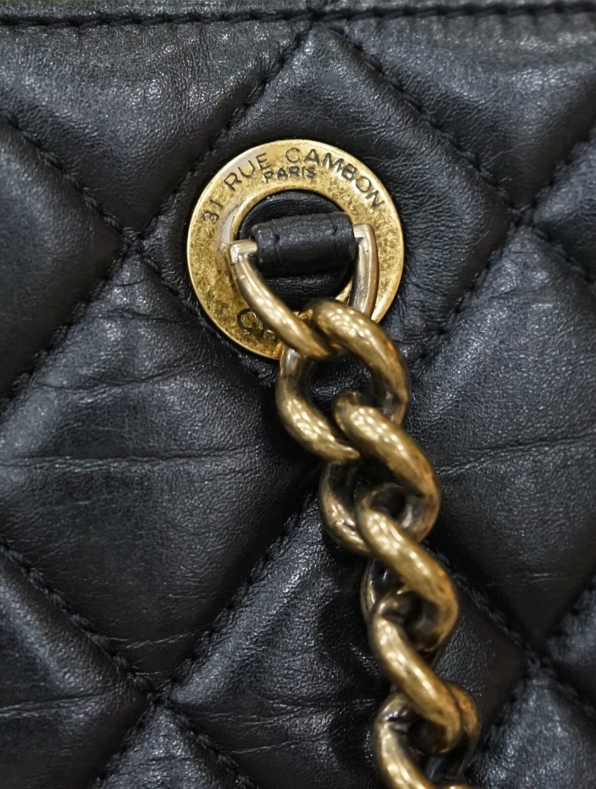 VINTAGE CC LAMBSKIN TURN LOCK TOTE BAG