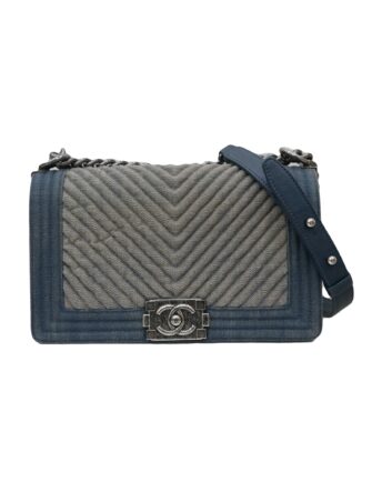 QUILTED DENIM CHEVRON BOY BAG
