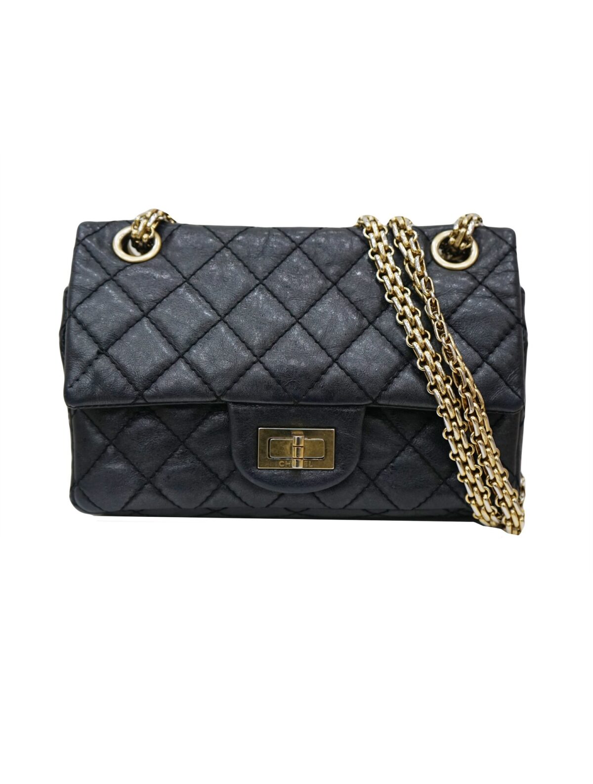 AGED CALFSKIN REISSUE 224 DOUBLE FLAP BAG