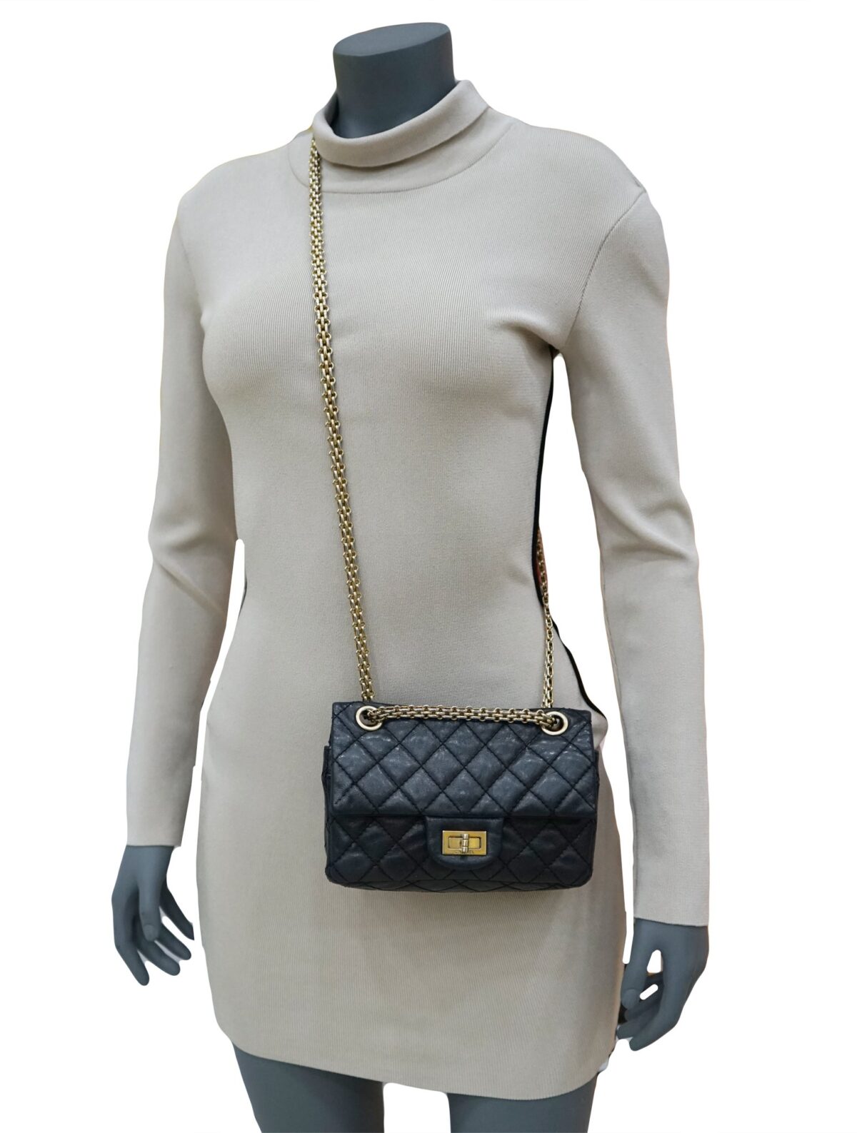 AGED CALFSKIN REISSUE 224 DOUBLE FLAP BAG