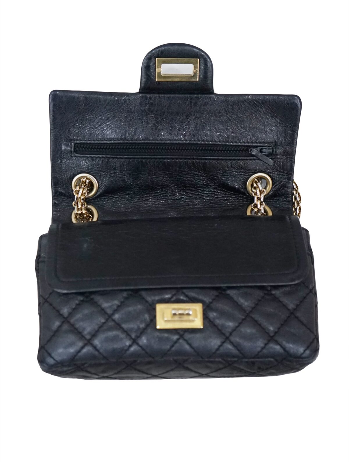 AGED CALFSKIN REISSUE 224 DOUBLE FLAP BAG