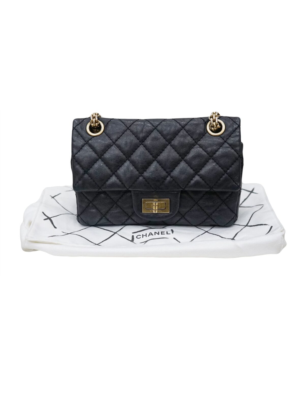 AGED CALFSKIN REISSUE 224 DOUBLE FLAP BAG