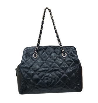 CRINKLE PATENT LEATHER TIMELESS SHOPPING BAG