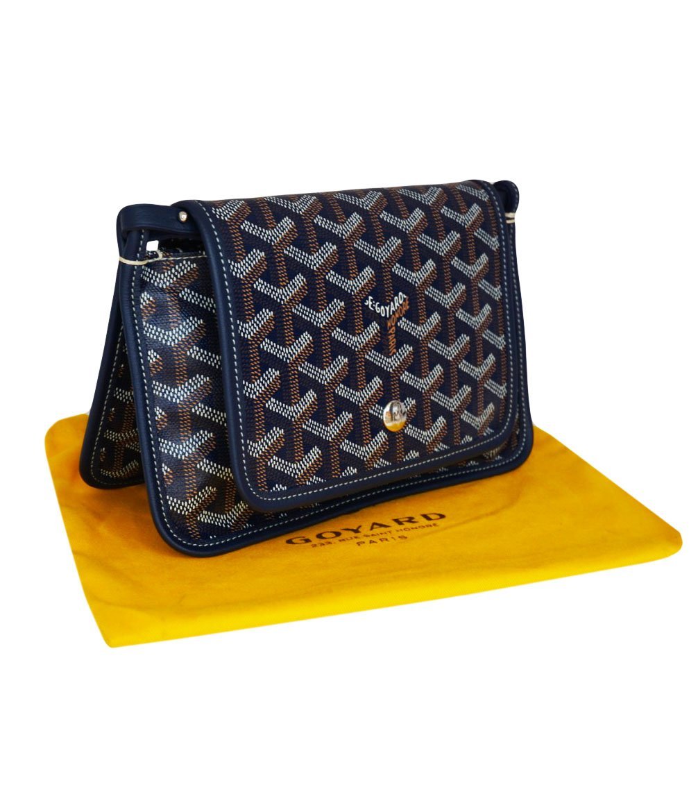 Goyard Plumet Bag Clutch Crossbody Wallet Blue Coated Canvas New