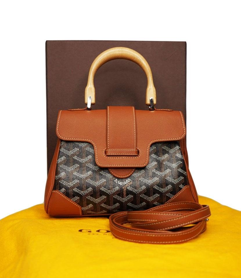 Goyard Brown/Cognac Coated Canvas and Leather Saigon Top Handle