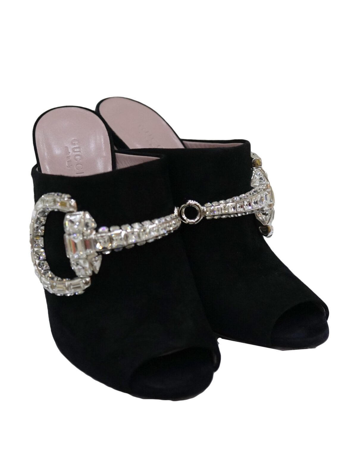 MAXIME CRYSTAL ICON BIT PEEP TOE MULES