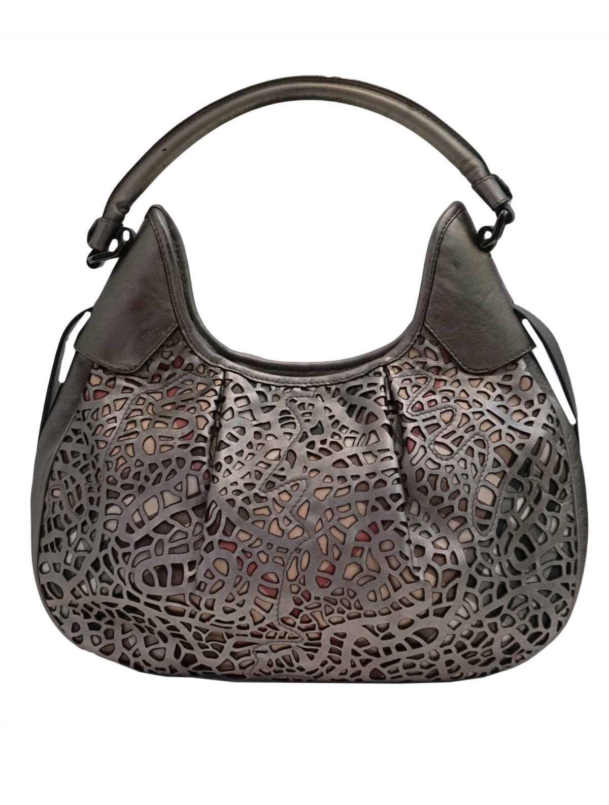 LASERCUT LEATHER CHECK BROOKLYN BAG