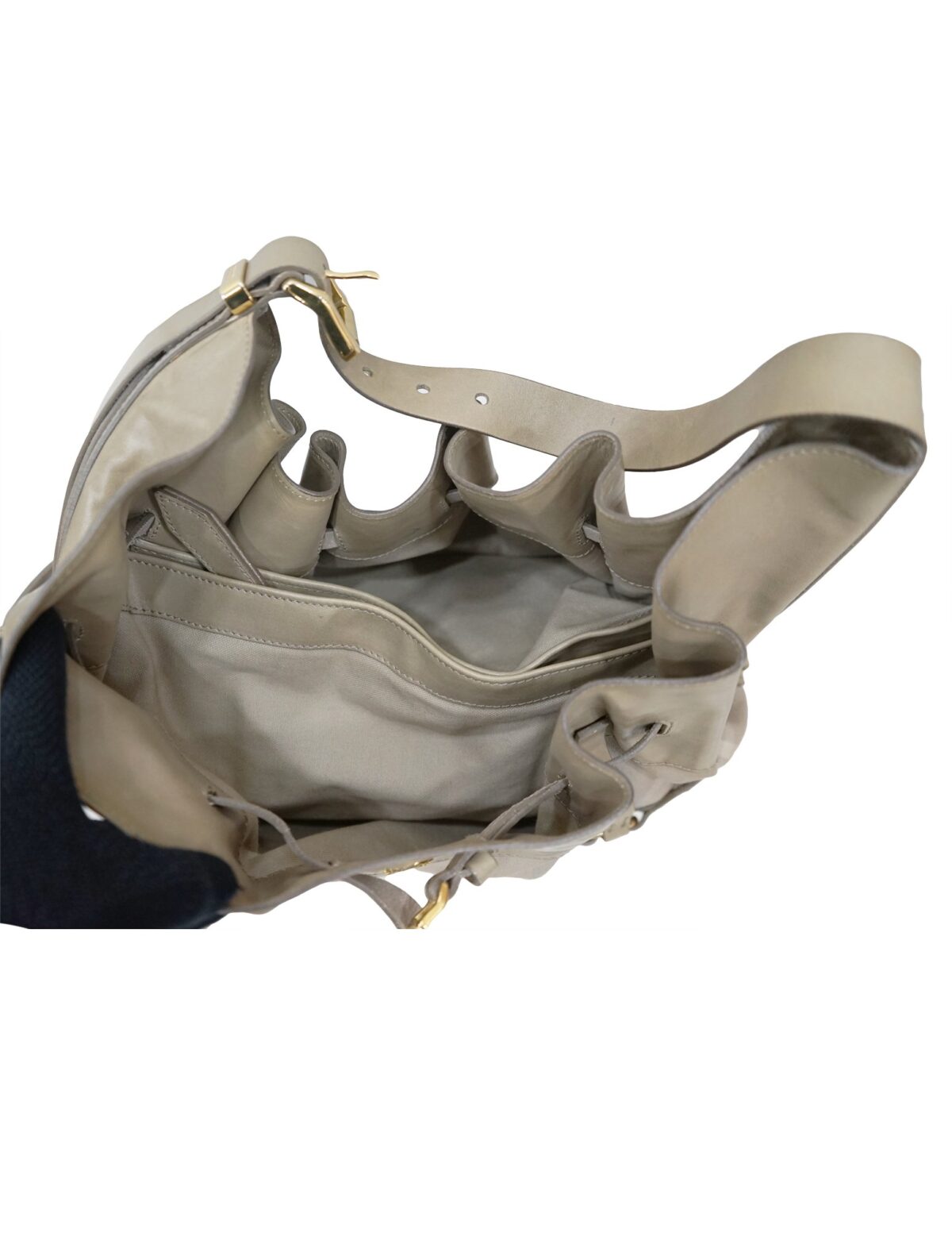 CHECK FABRIC & LEATHER HOBO BAG
