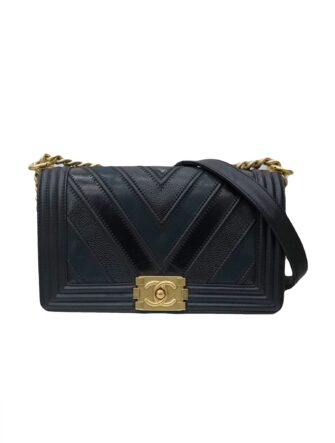 BOY LE OLD WIDE CHEVRON CAVIAR CALF BAG