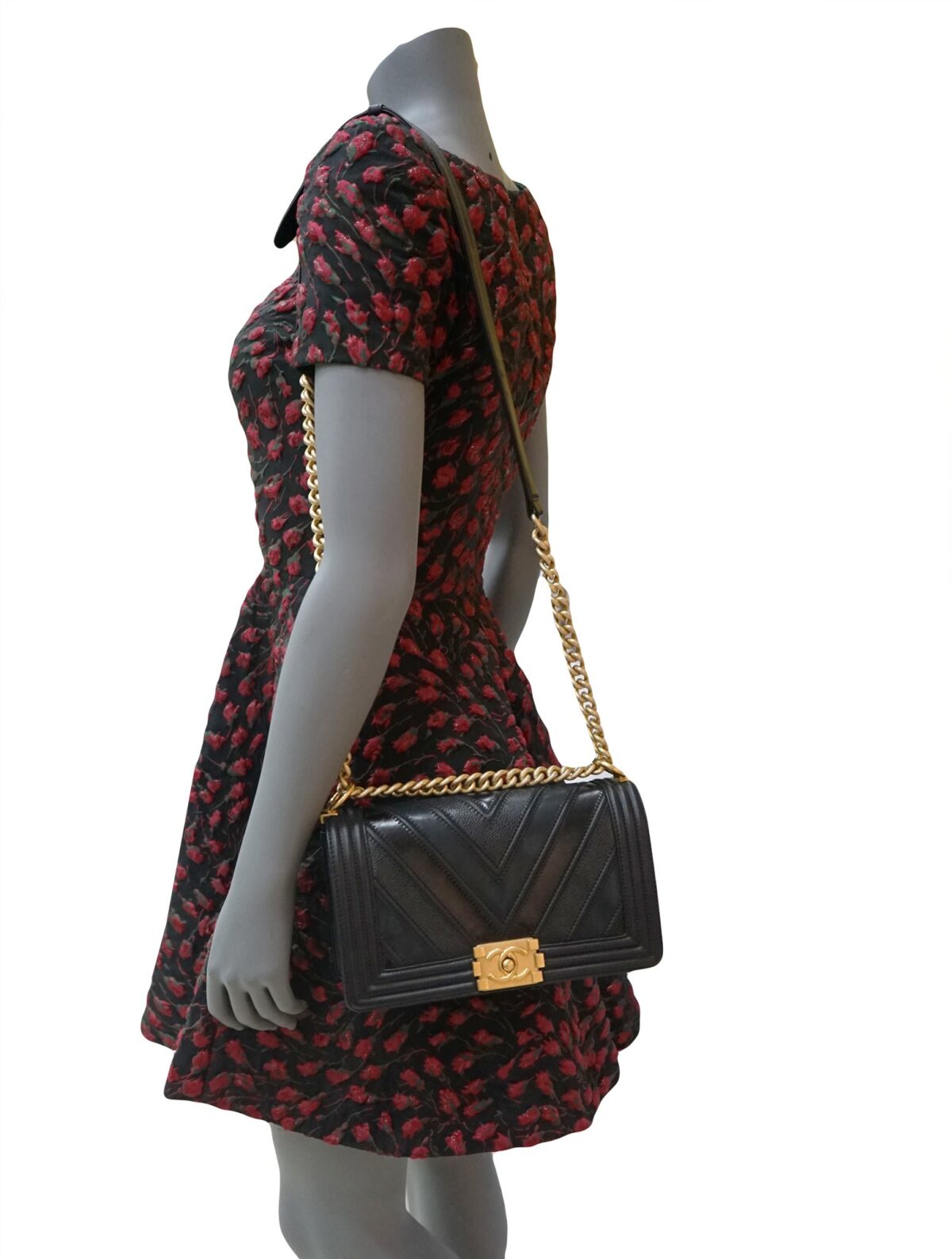 BOY LE OLD WIDE CHEVRON CAVIAR CALF BAG