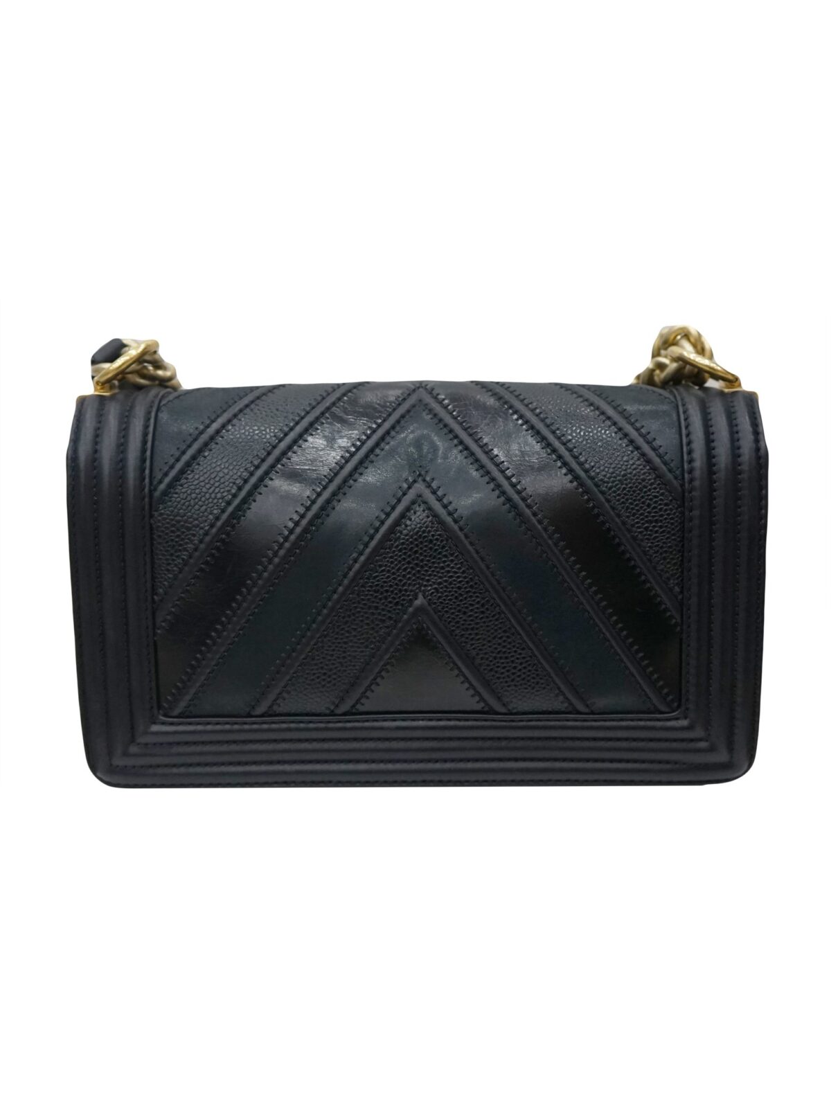 BOY LE OLD WIDE CHEVRON CAVIAR CALF BAG