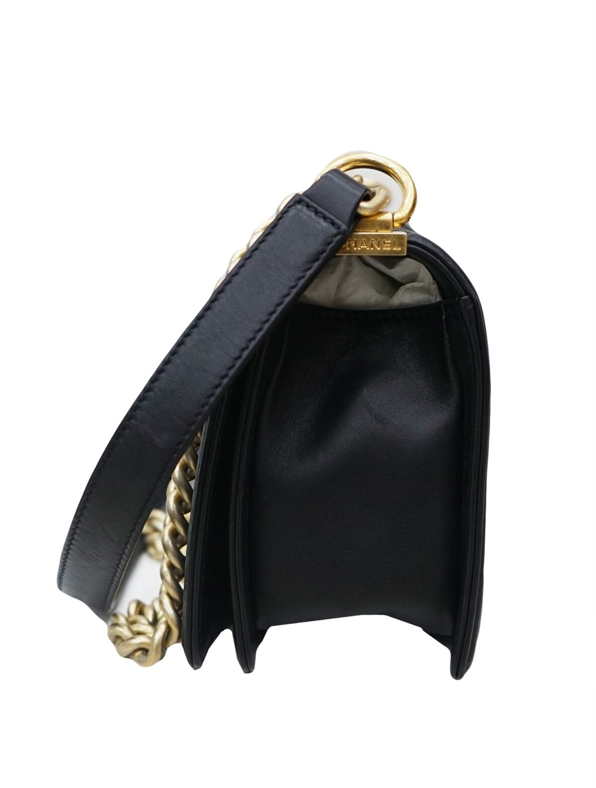 BOY LE OLD WIDE CHEVRON CAVIAR CALF BAG